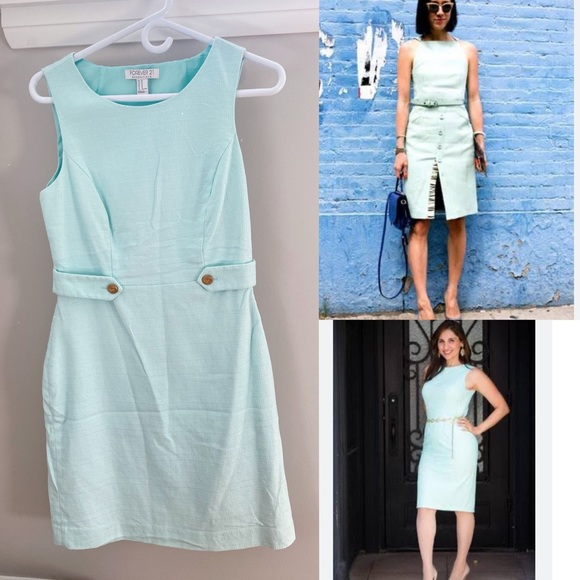 Pastel Tweed sheath dress with gold button detail size M - Picture 1 of 8